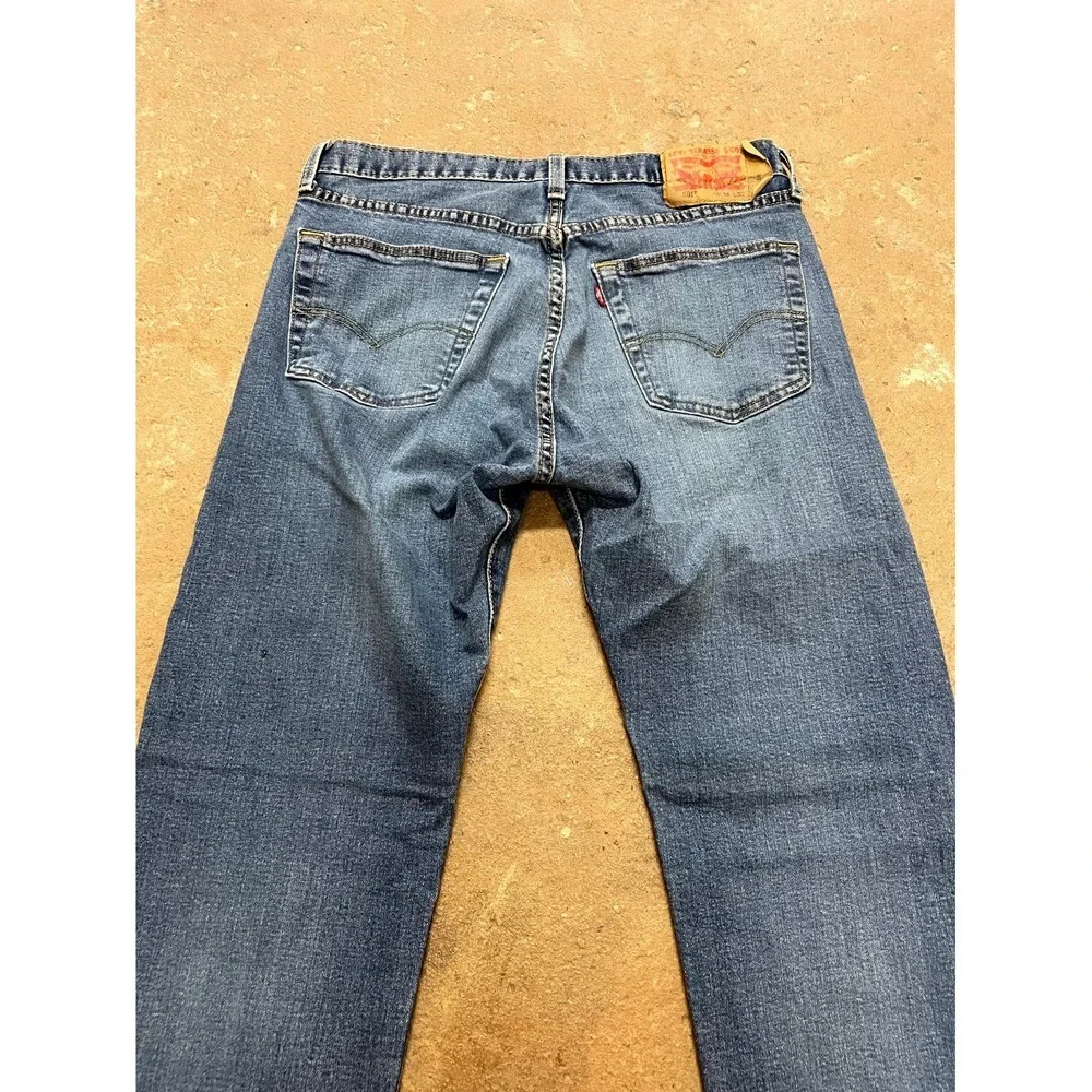 Levi's 501 Original Jeans Mens 34x32 Blue Denim Cotton Stretch Mid Rise Straight